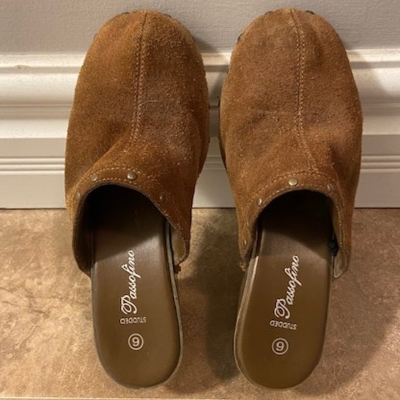 Brown Suede Passofino Clogs Size 6 - Picture 2 of 4